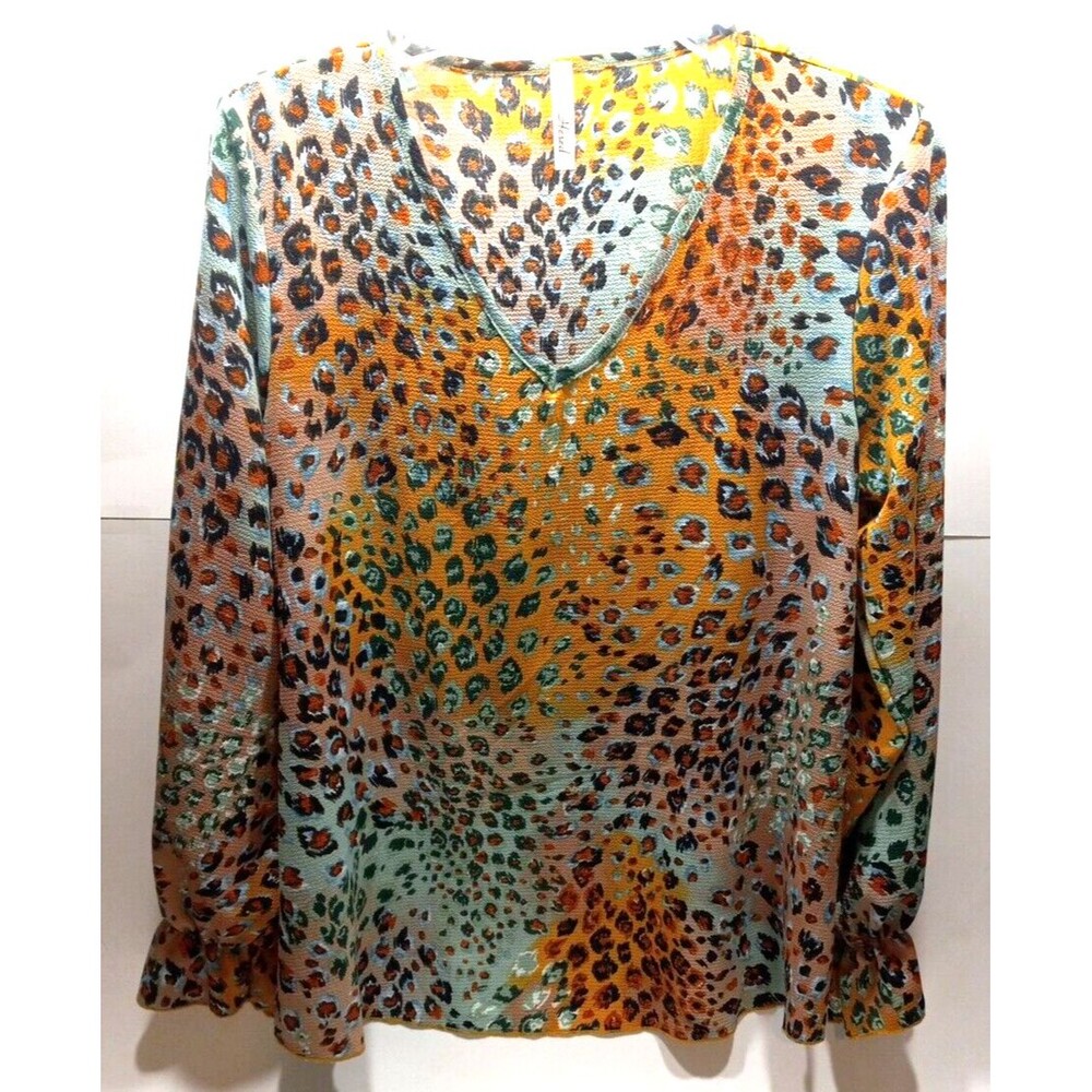 Hesed Boutique Small Multicolor Animal Print Long Sleeve Elastic Bell Cuff Tunic